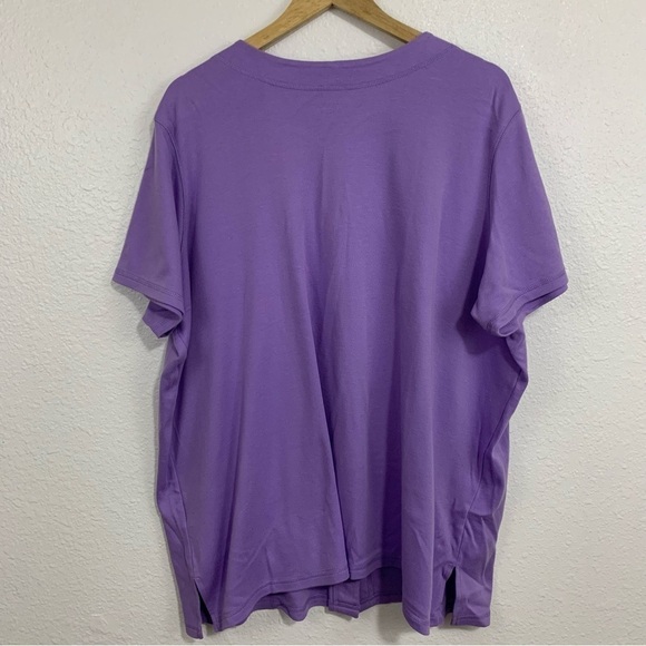 Woman Within Lavender Casual Button Down Oversized T Shirt With Pocket Size 1X - Picture 2 of 5